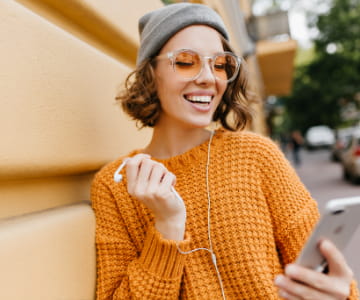 Young lady looking on phone